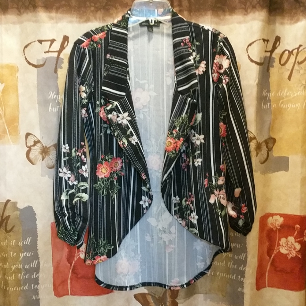 Black striped floral jacket
